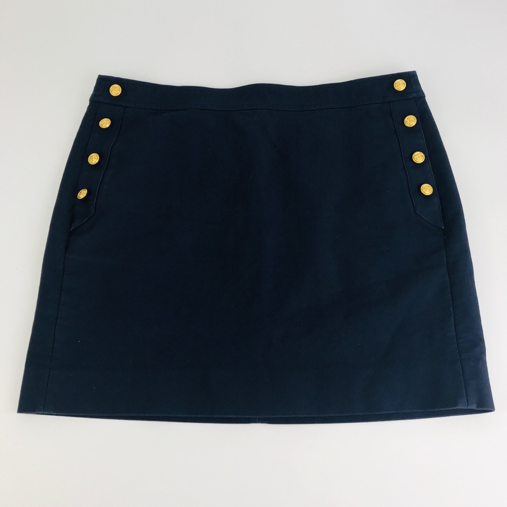 J Crew skirt size 10 navy gold nautical buttons